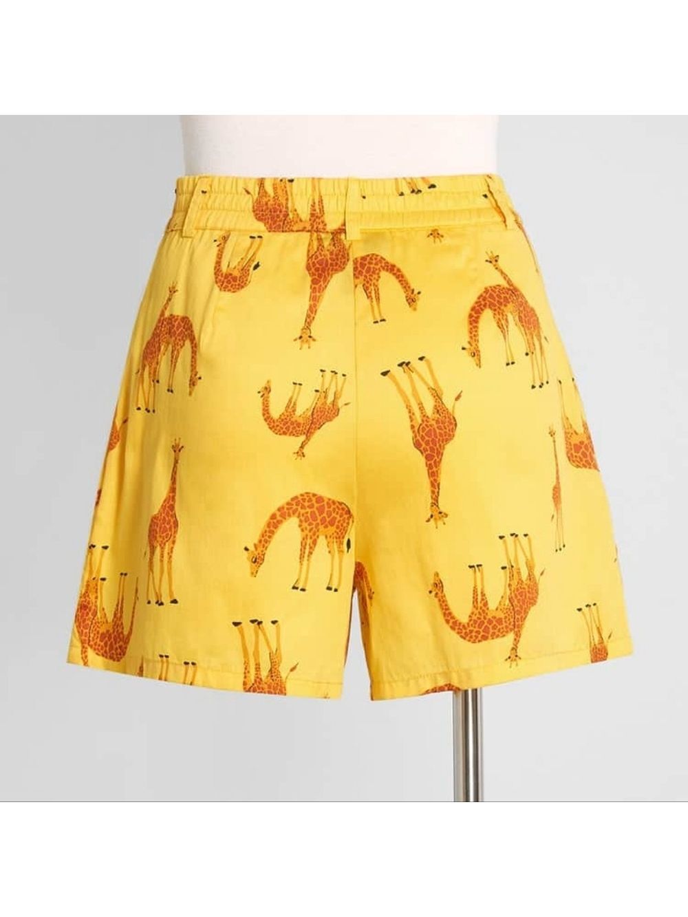 ModCloth Shorts High Rise Giraffe Print Yellow - Picture 2 of 6